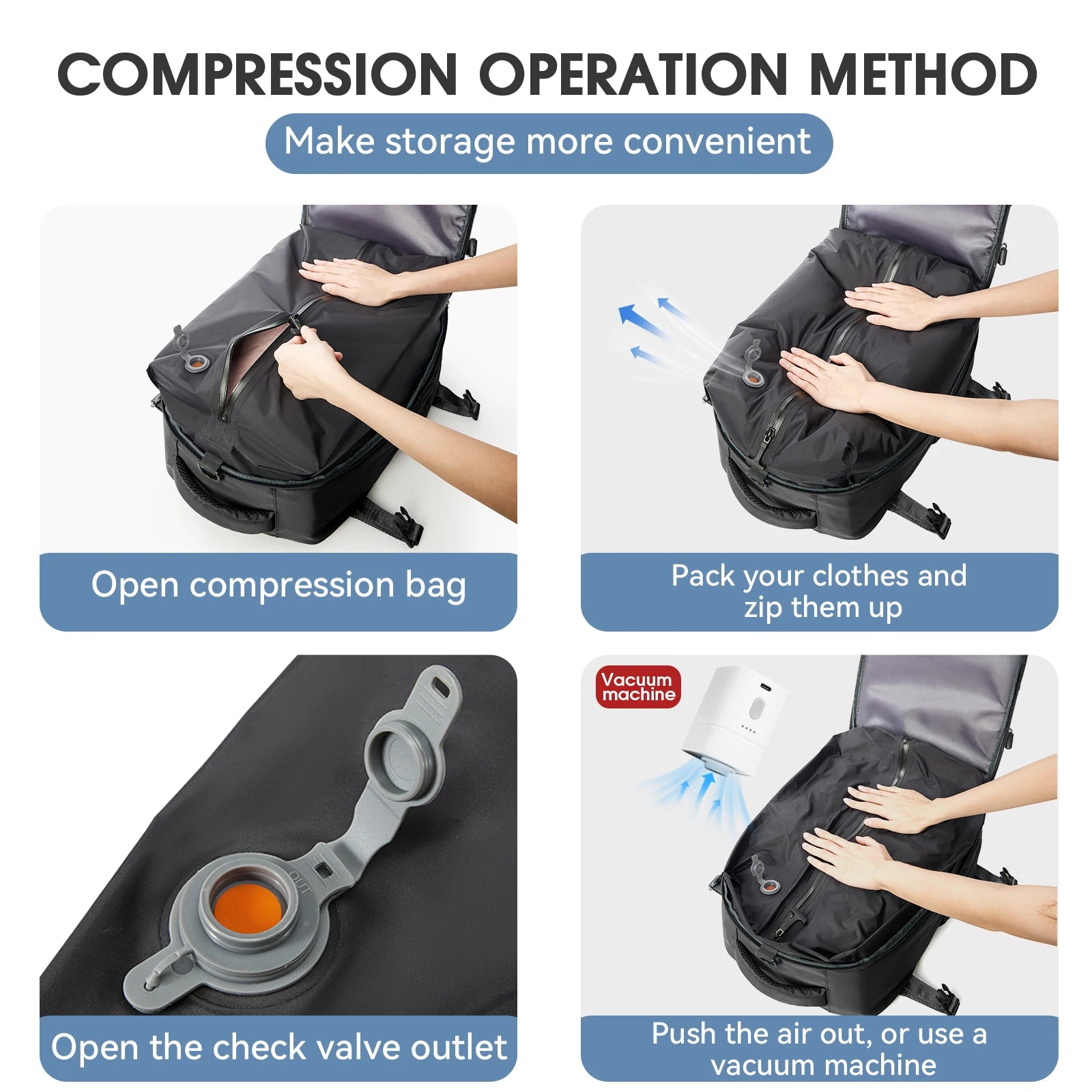 Vacuum Backpack Travel Bag